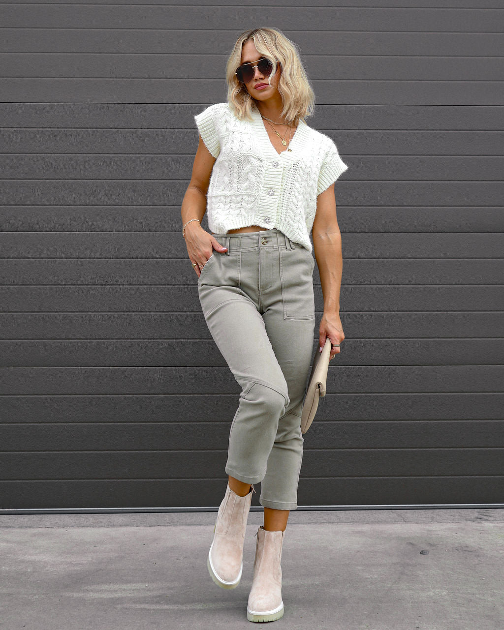 One In A Million Cable Knit Sweater Vest - Ivory