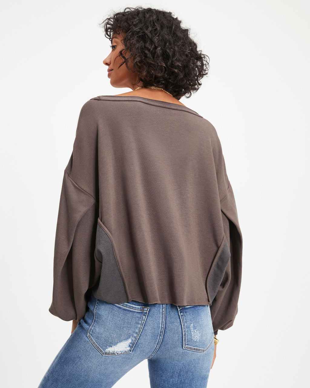 Jerome Knit Dolman Long Sleeve Top - Charcoal