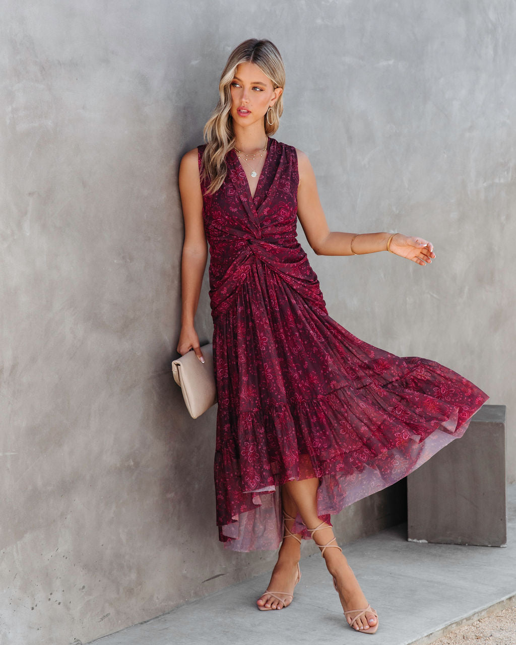 Million Reasons Paisley Twisted Front Midi Dress - FINAL SALE