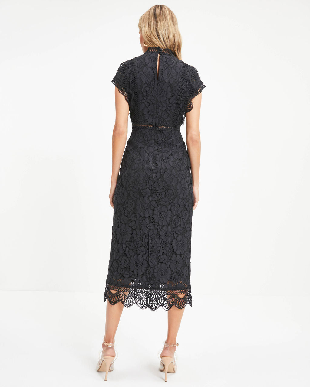 Never Impossible Crochet Lace Midi Dress - Black