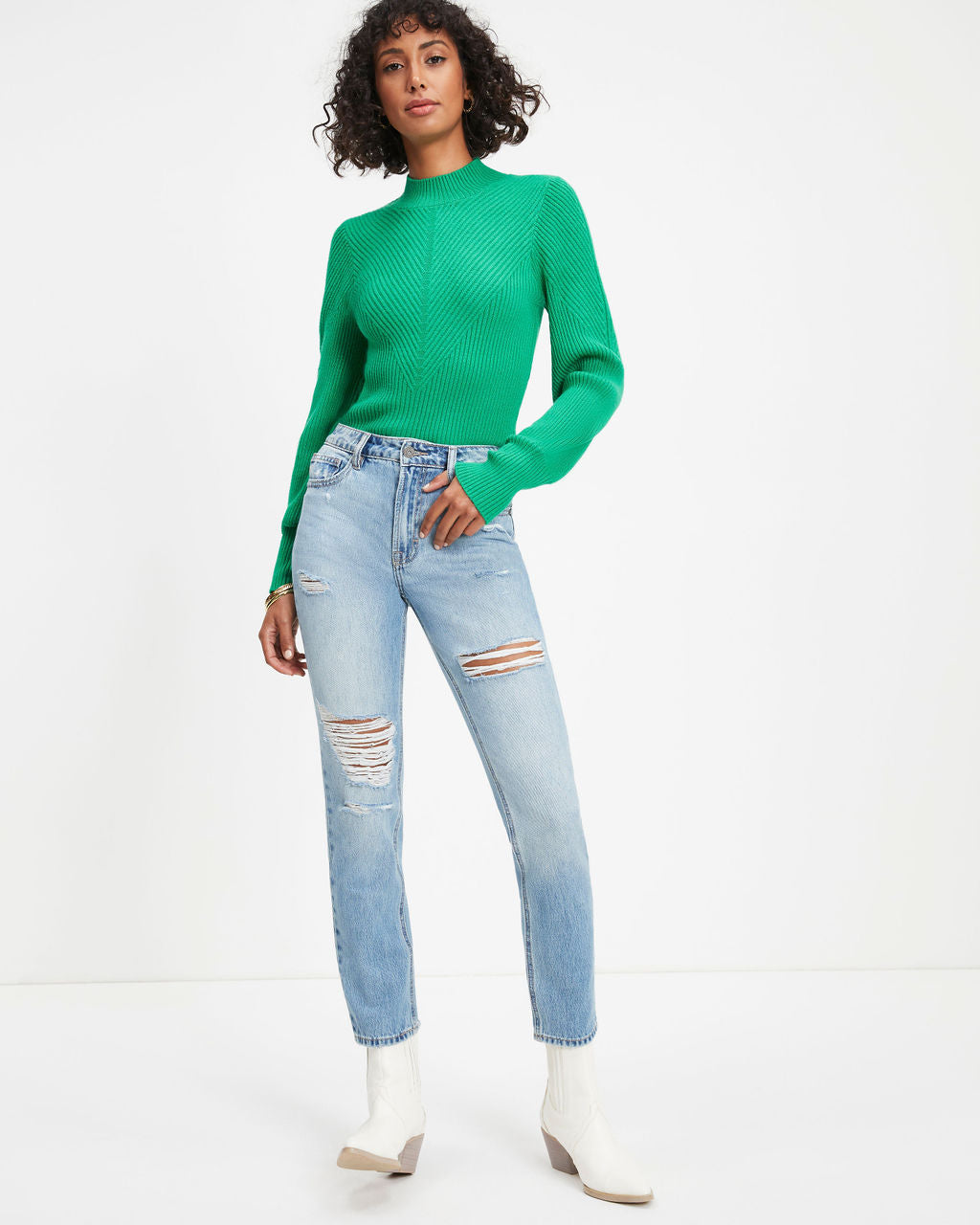 Archie Ribbed Knit Pullover Sweater - Green