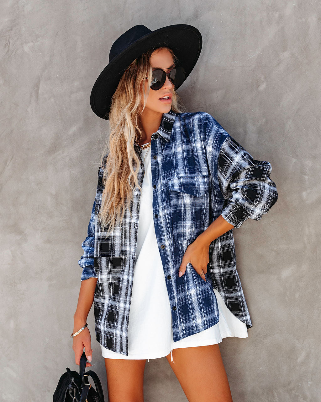 Double Take Plaid Button Down Top