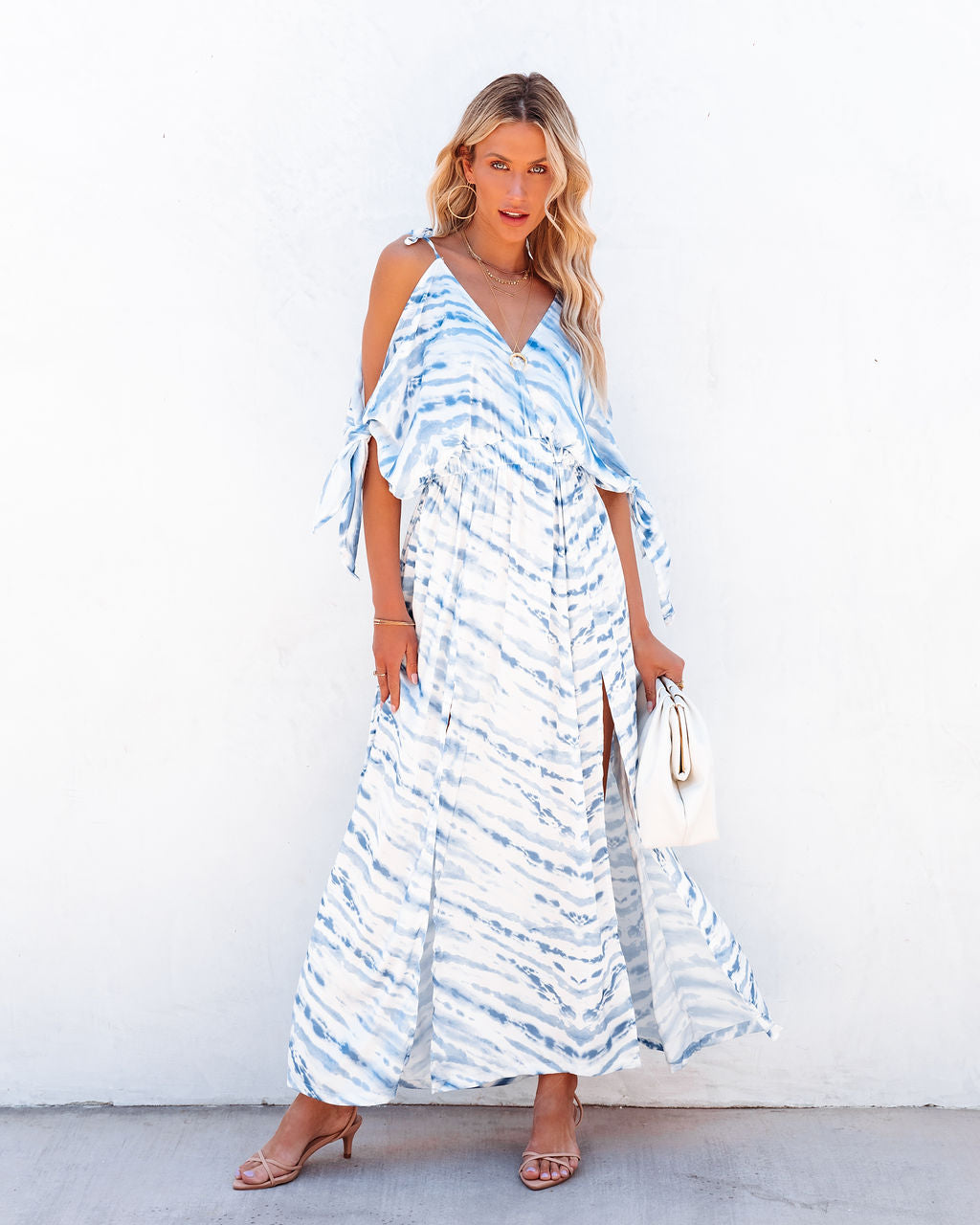 Strikingly Blue Cold Shoulder Maxi Dress - FINAL SALE