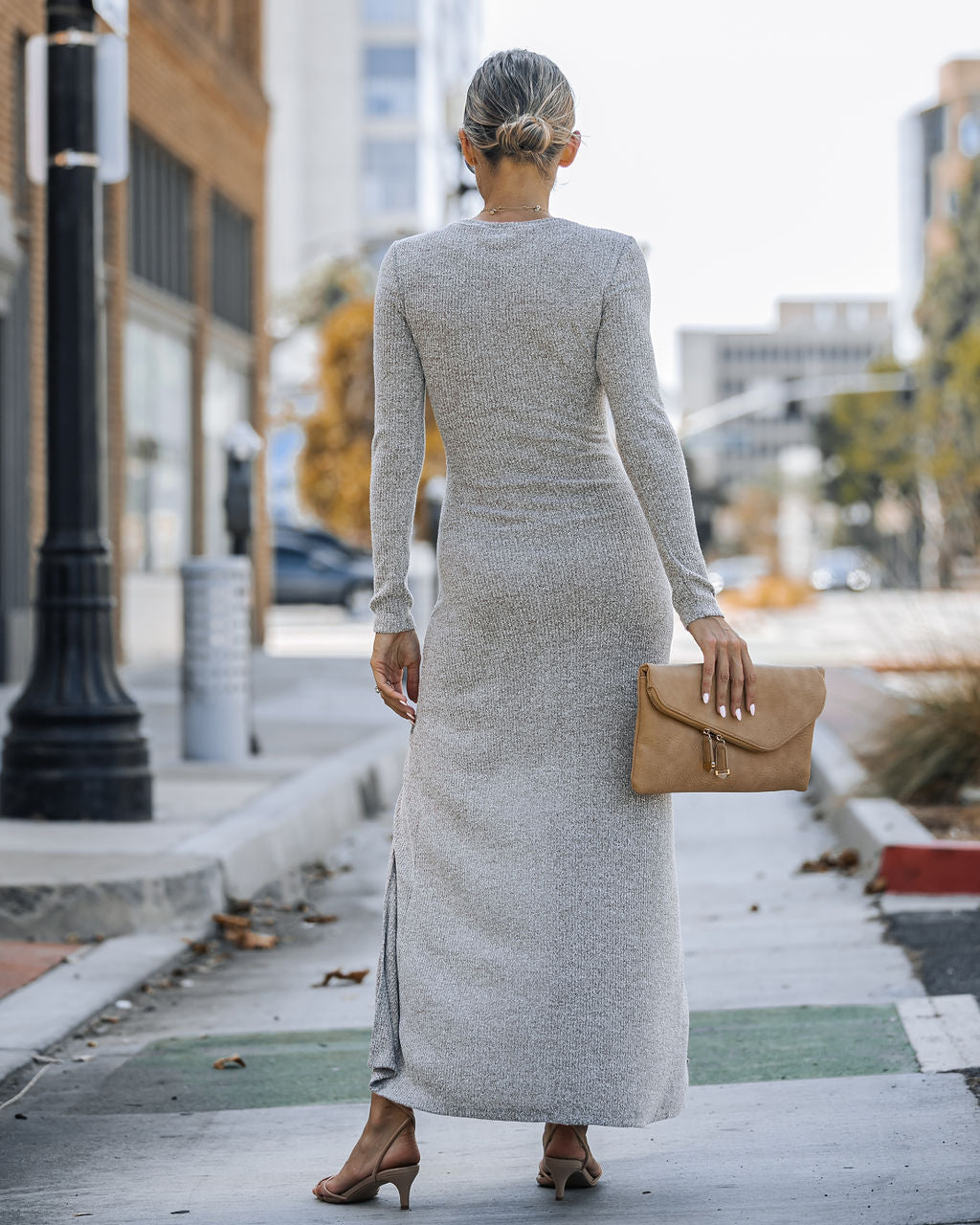 Little Bit Of That Ribbed Cutout Maxi Dress - Taupe