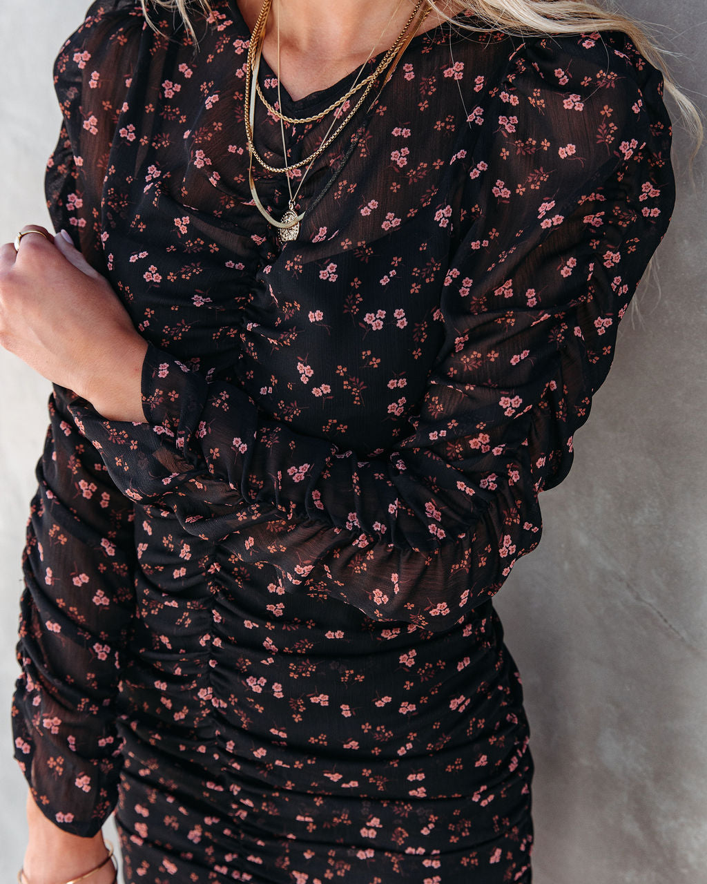 Pamela Floral Ruched Mini Dress