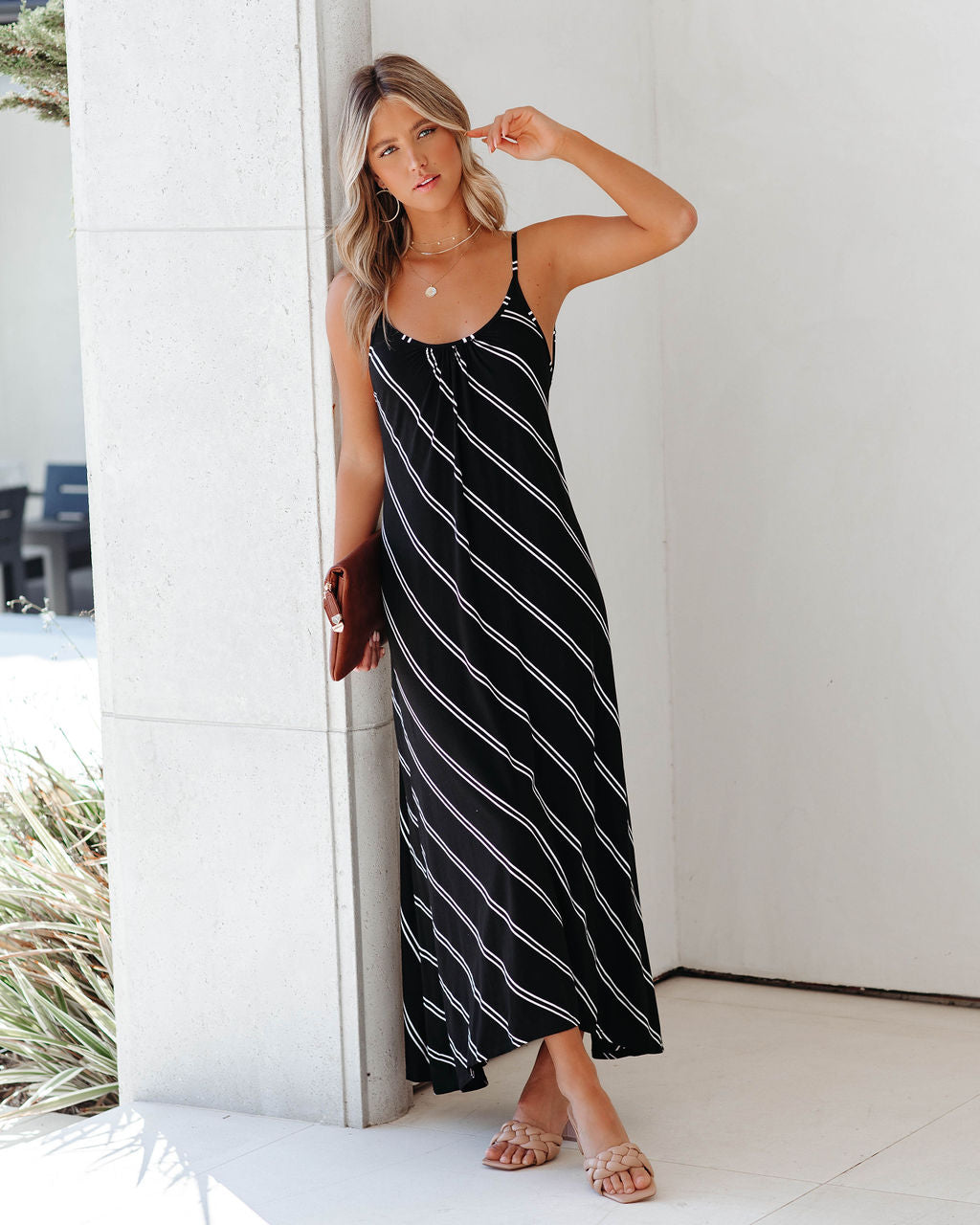 Powell Striped Adjustable Maxi Dress - Black - FINAL SALE