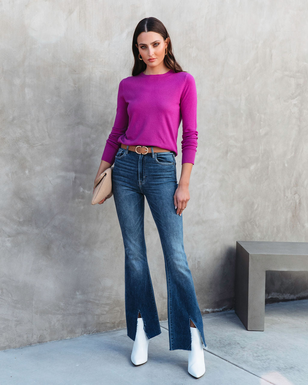 Robynn Knit Pullover Sweater - Magenta