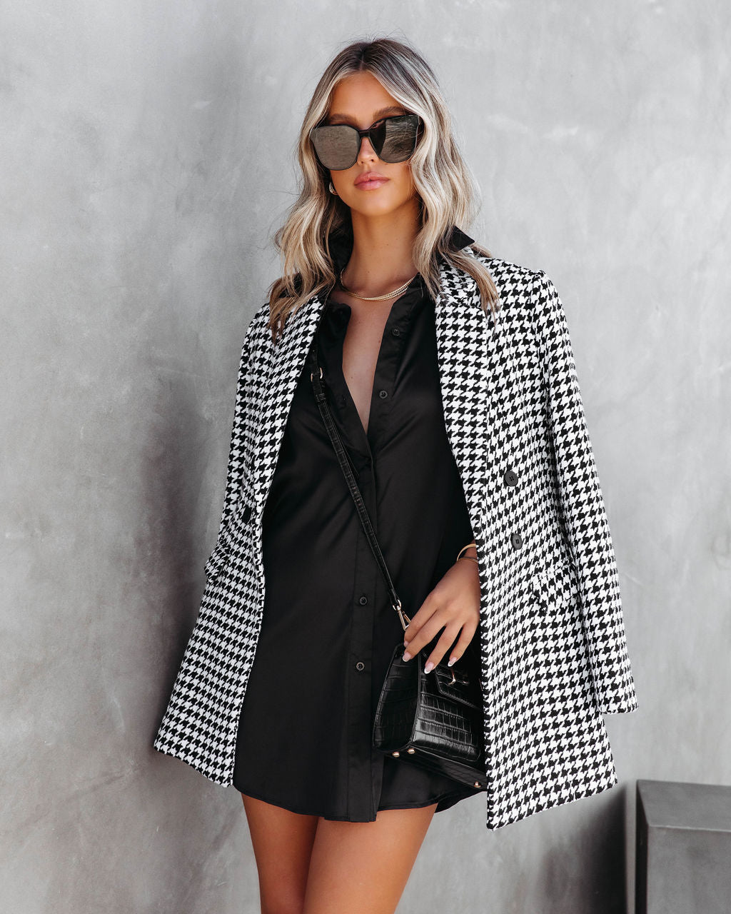 Cheers To Us Satin Button Down Shirt Dress - Black