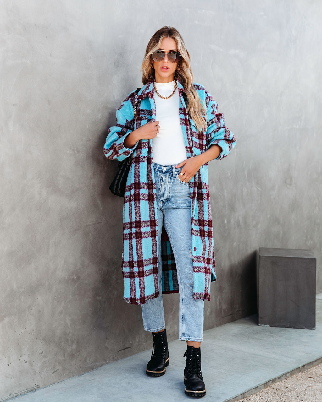 Always Amazing Pocketed Plaid Button Down Coat - SALE