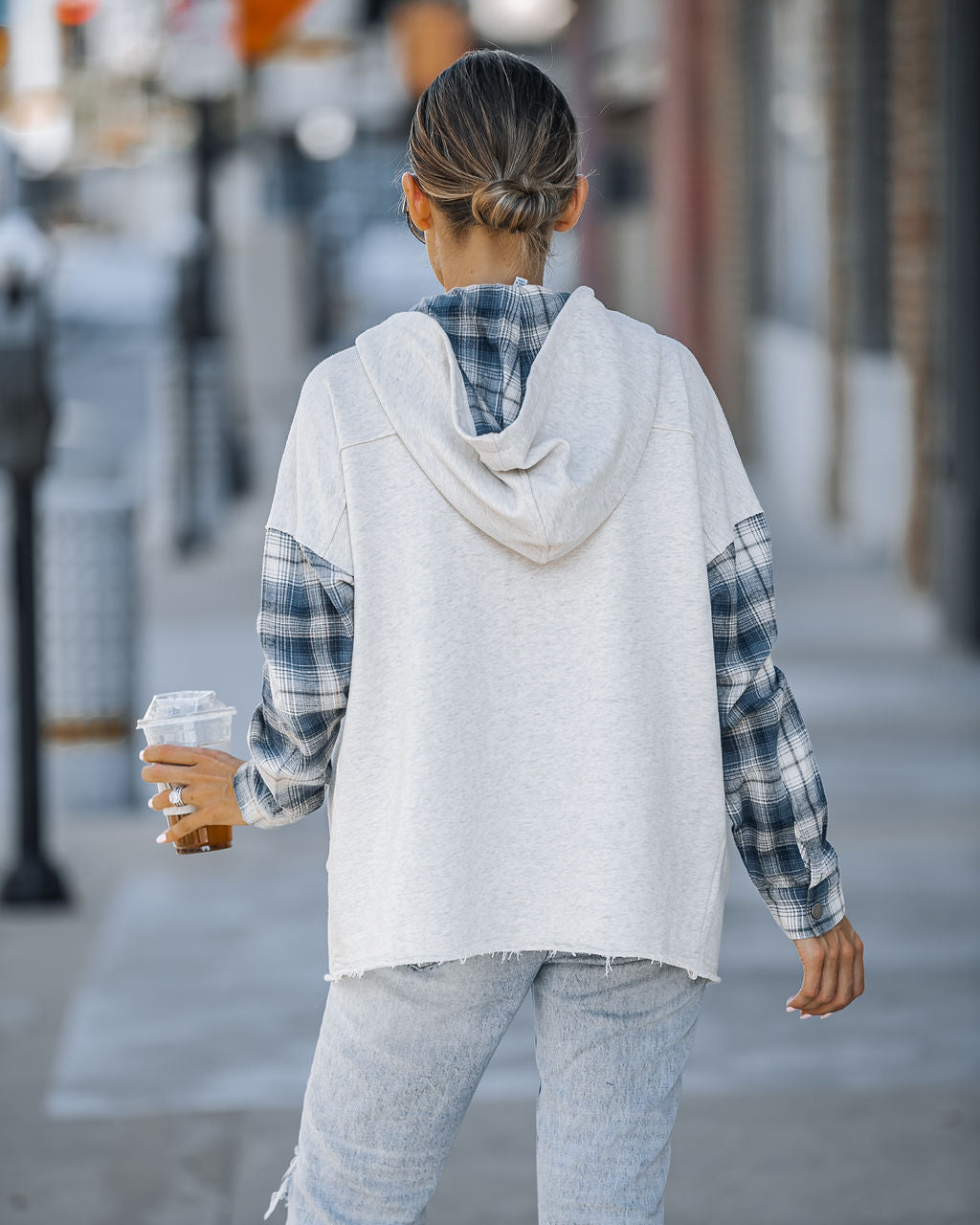 Tearing Up My Heart Plaid Contrast Hooded Jacket