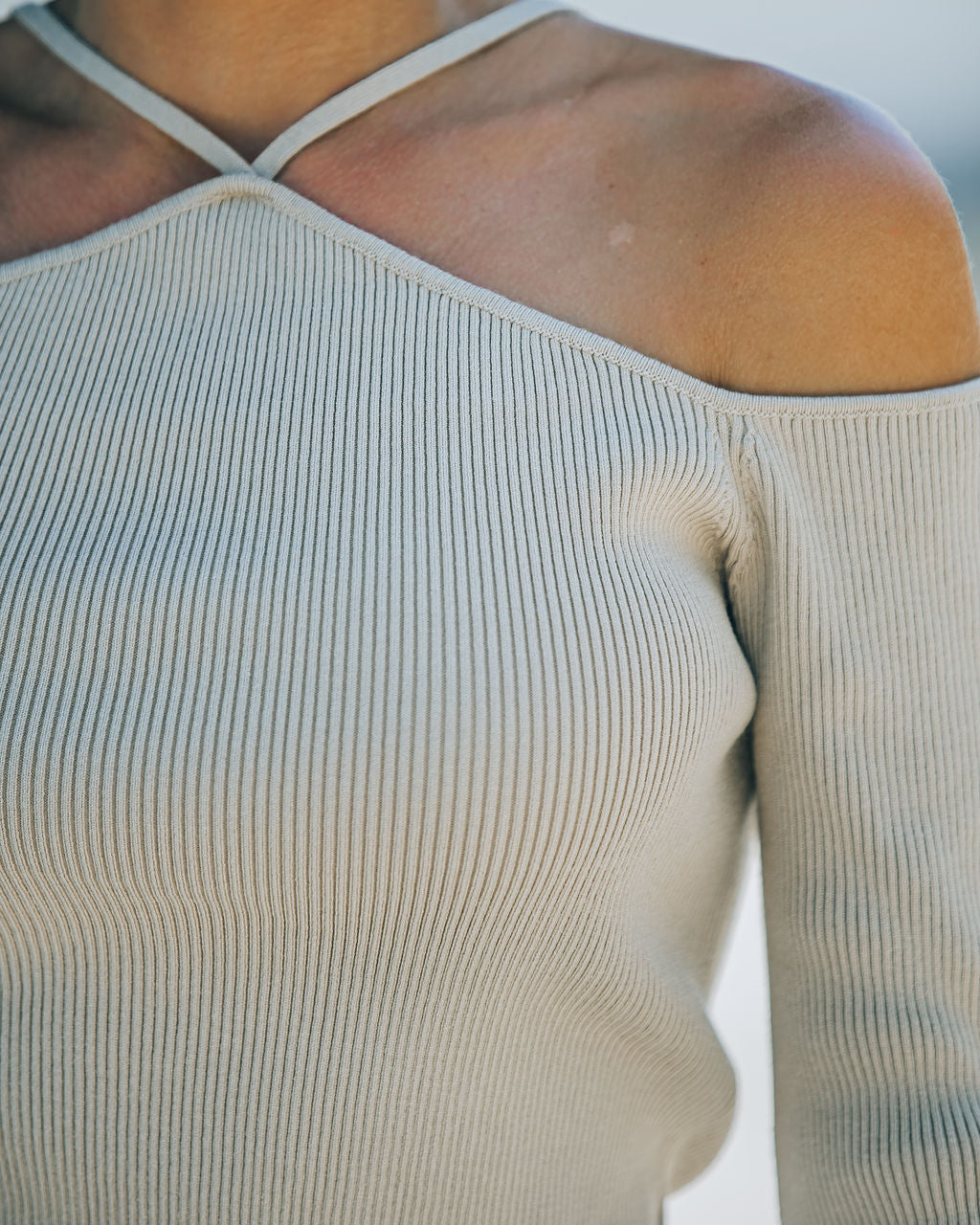 Real Crowd Pleaser Off The Shoulder Ribbed Top - Beige