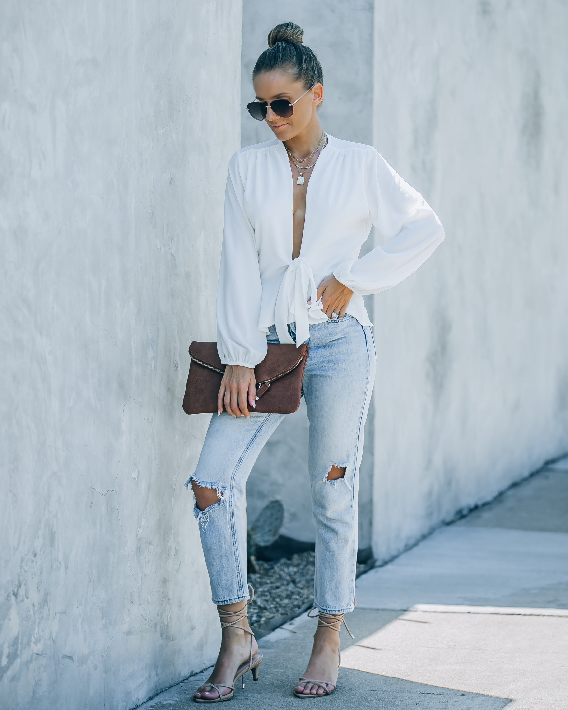 Erica Front Tie Top - White - SALE