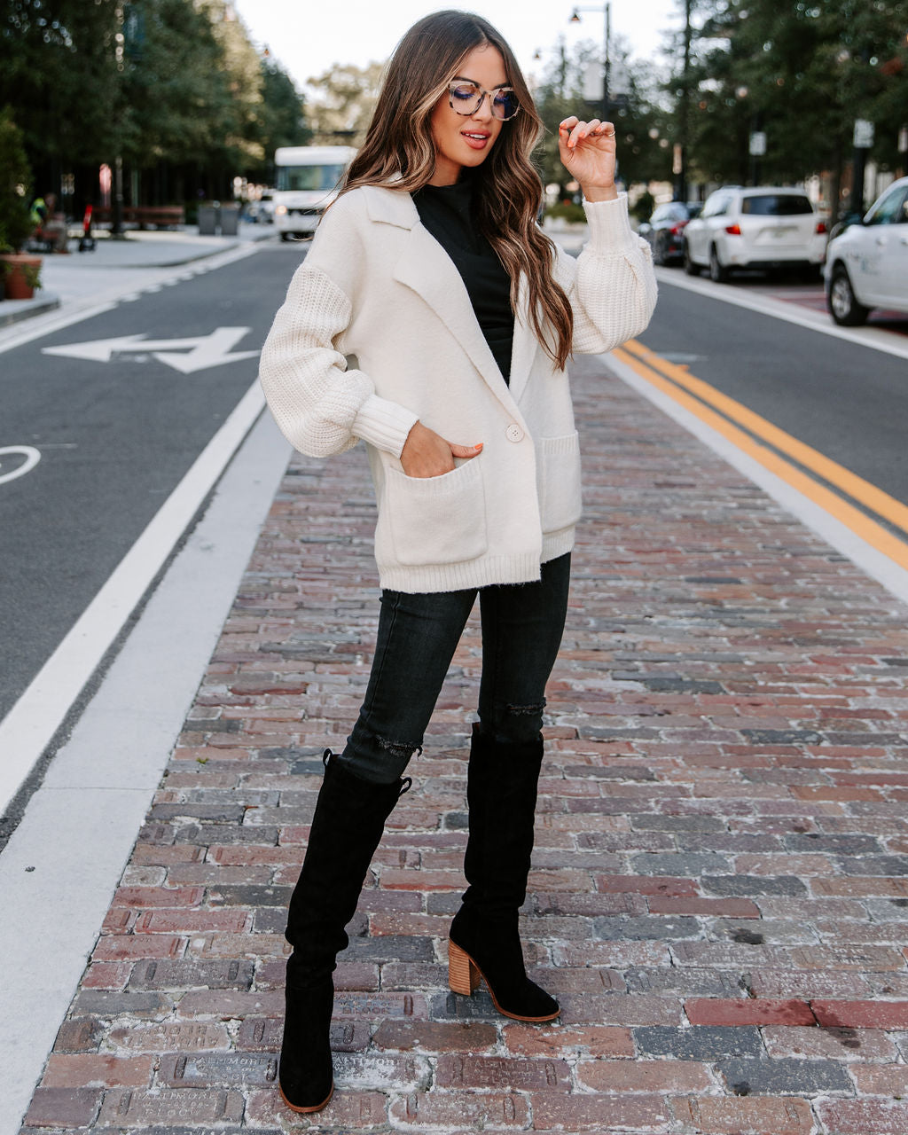 Birch Pocketed Collared Cardigan - Ivory