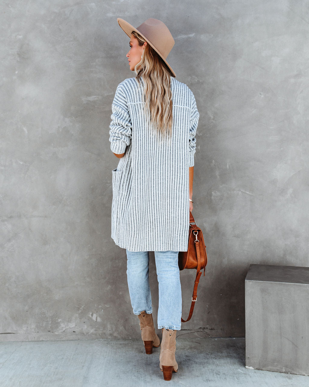 Riley Chunky Ribbed Knit Cardigan - Heather Grey