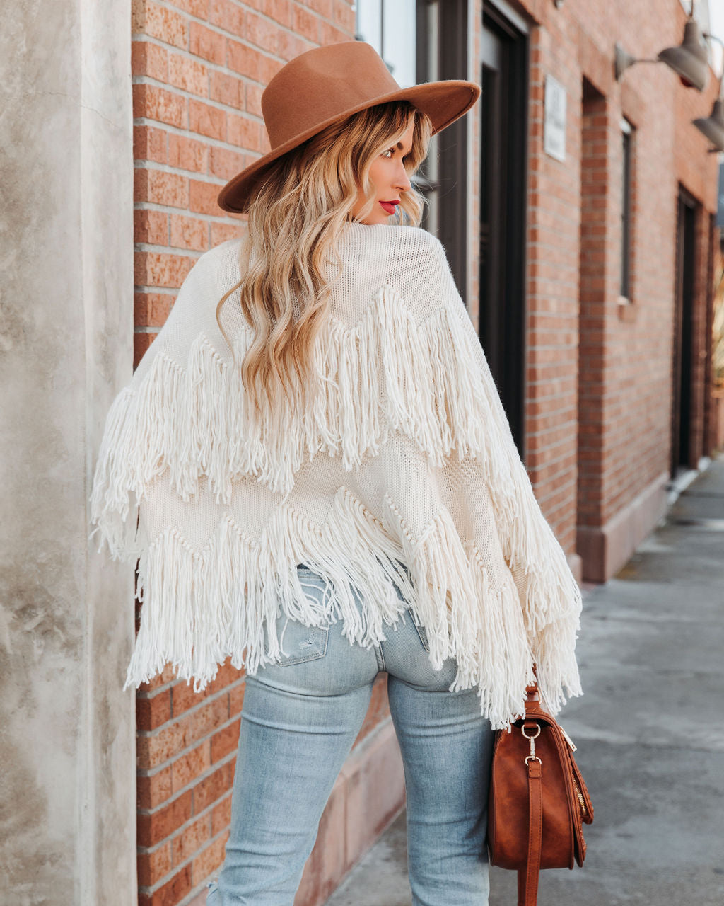 Spruce Fringe Knit Cardigan - Powder Beige