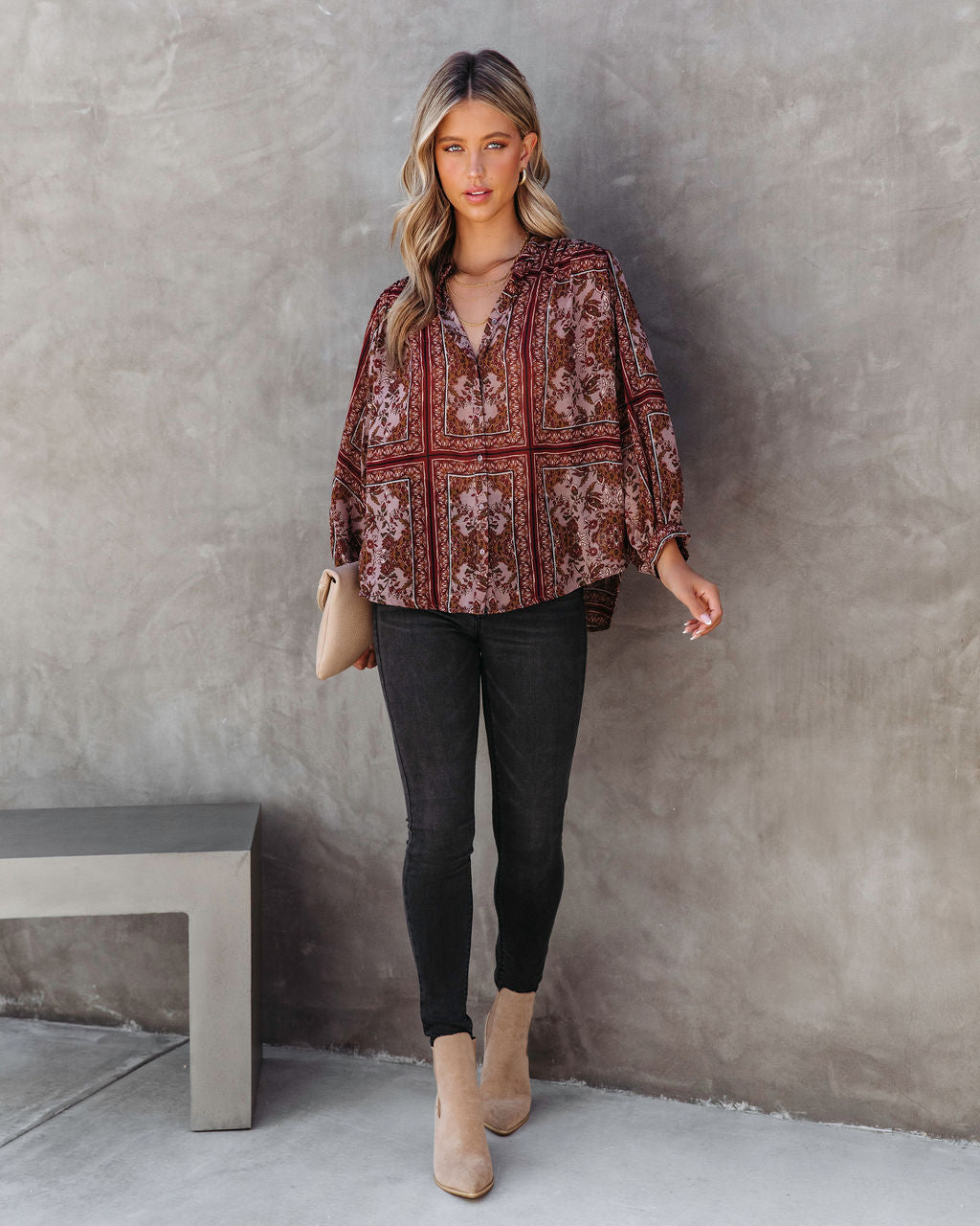 Ever As Before Printed Dolman Sleeve Top