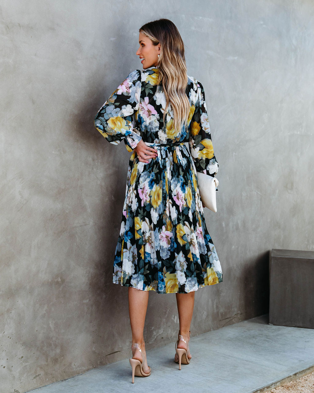 La Dolce Vita Floral Pleated Midi Dress