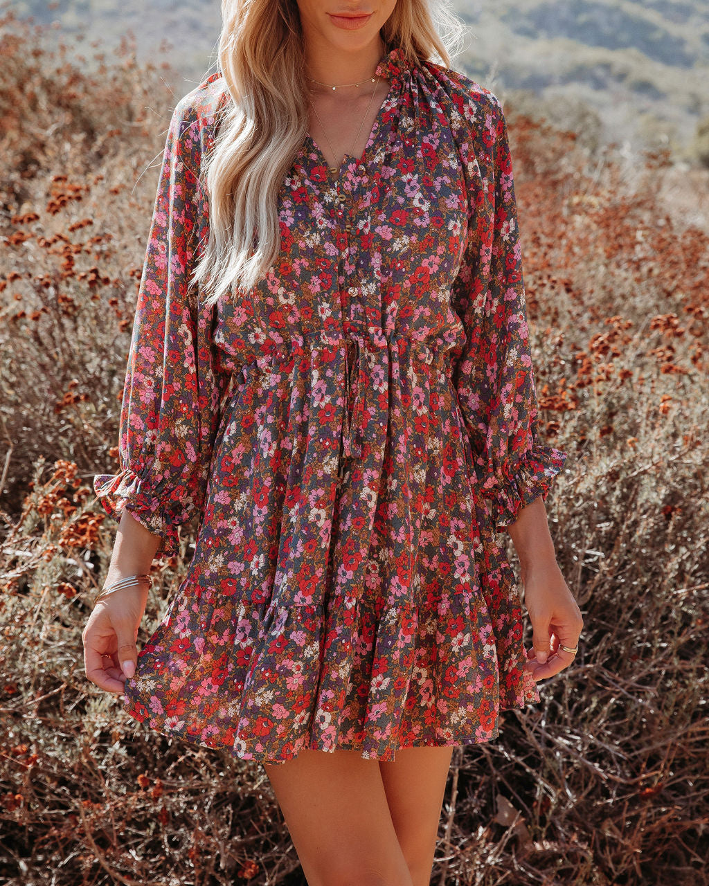 Be With You Floral Ruffle Mini Dress