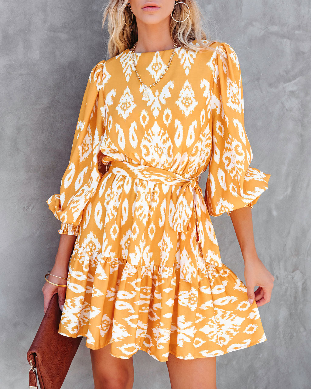 Channing Printed Woven Mini Dress - Yellow