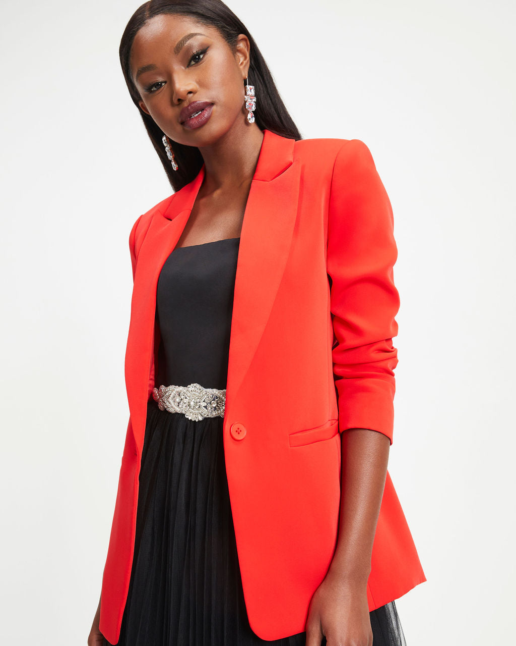 Standards Pocketed Blazer - Tomato Red
