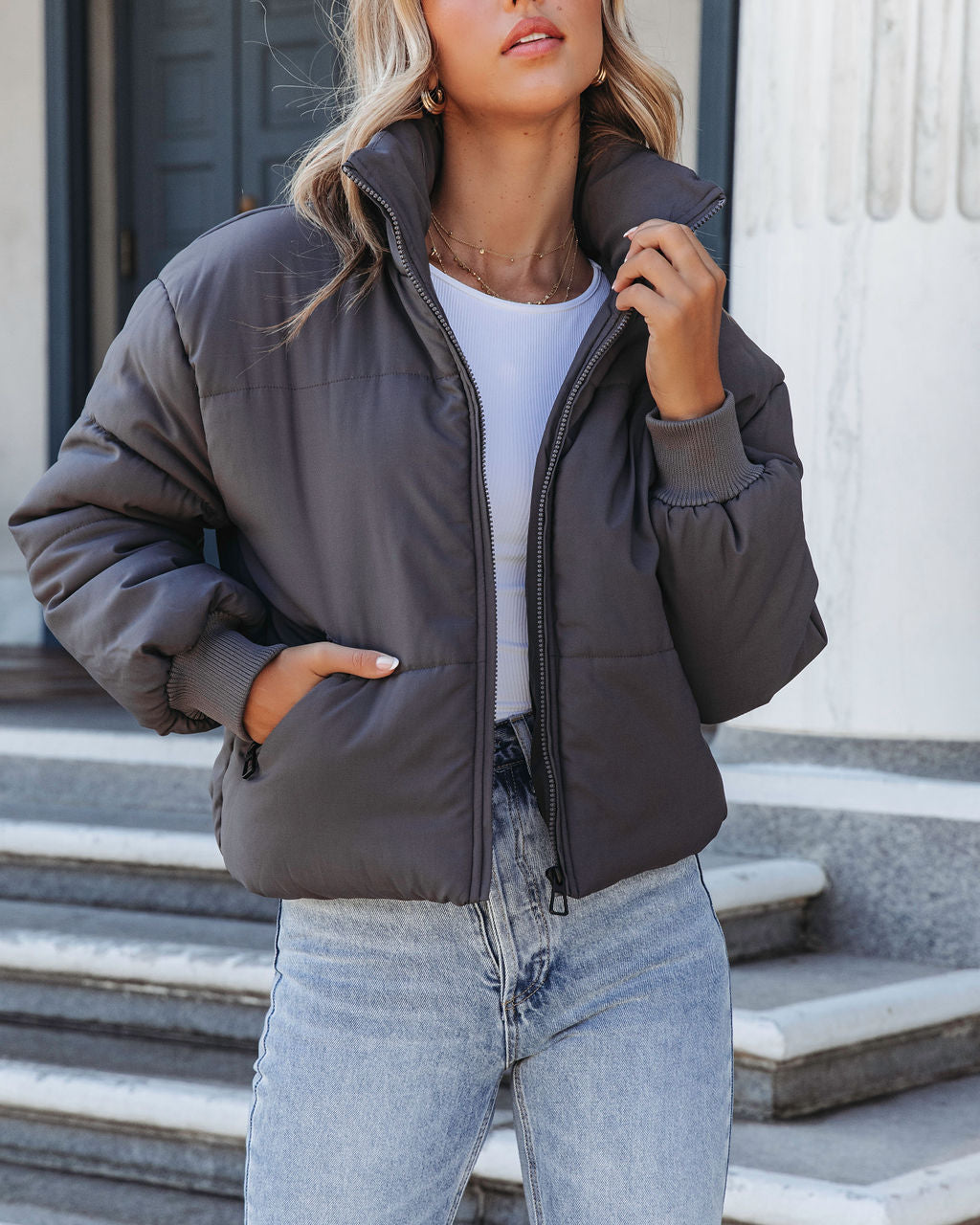 Thomas Pocketed Puffer Jacket - Charcoal