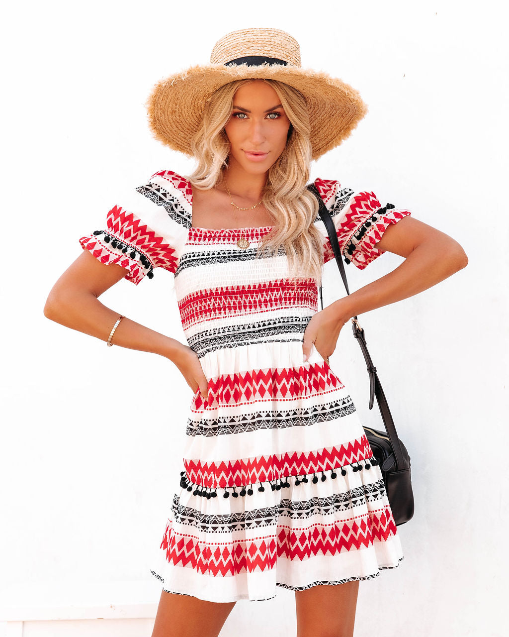 Sensations Cotton Ikat Print Smocked Mini Dress - FINAL SALE