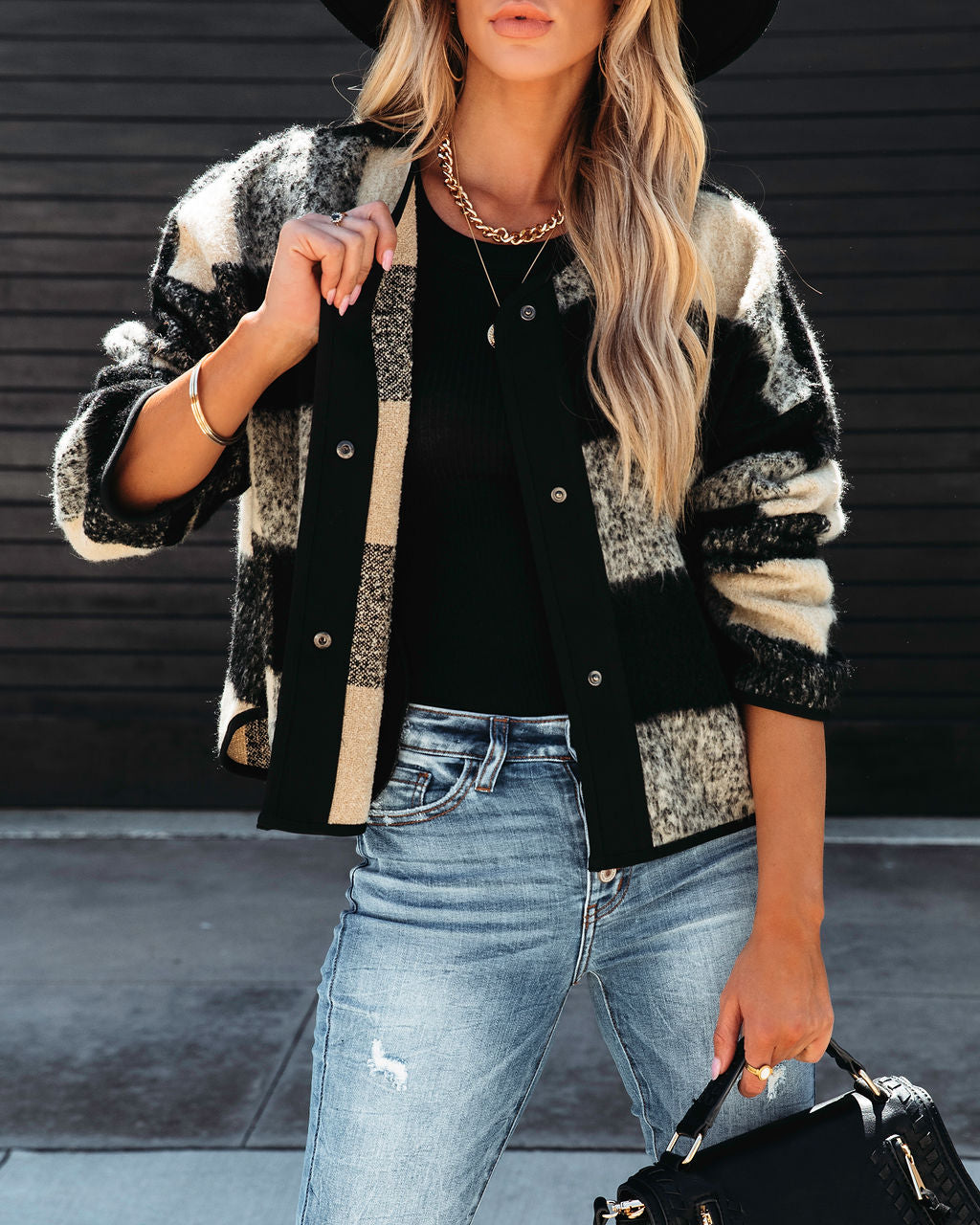 Classic Cozy Plaid Pocketed Jacket - SALE