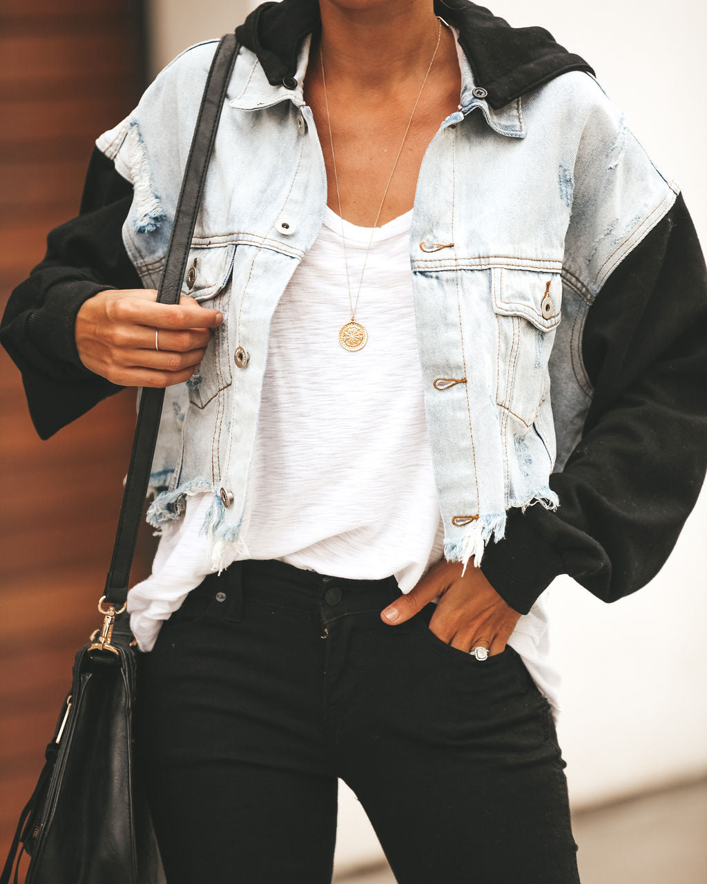 Maxed Out Denim Contrast Hooded Jacket