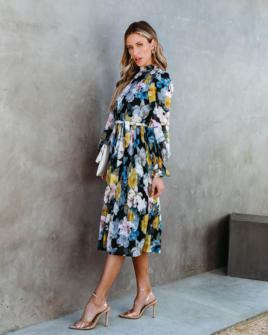 La Dolce Vita Floral Pleated Midi Dress