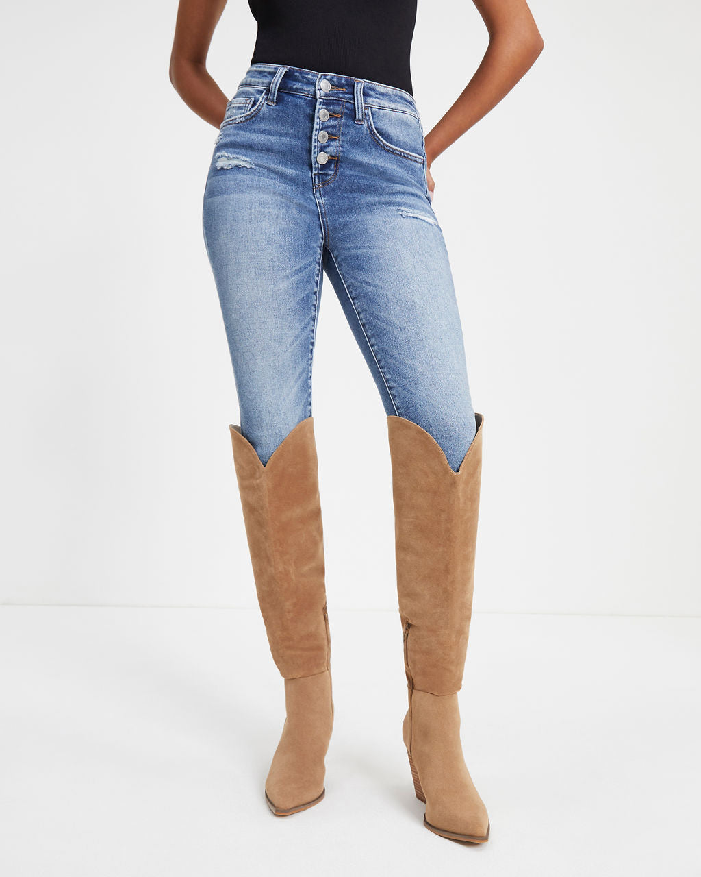 Riri Faux Suede Heeled Boot - Khaki