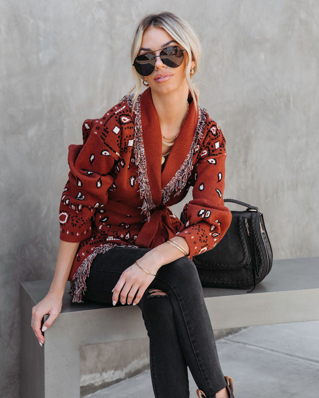 Western Adventures Bandana Fringe Cardigan
