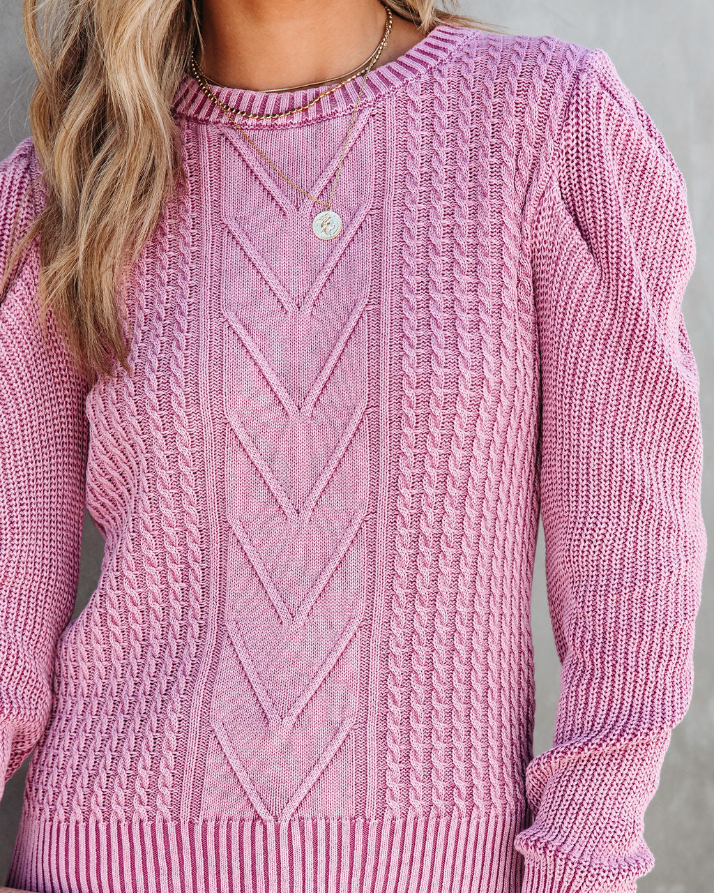 Alex Cotton Knit Pullover Sweater - Mauve