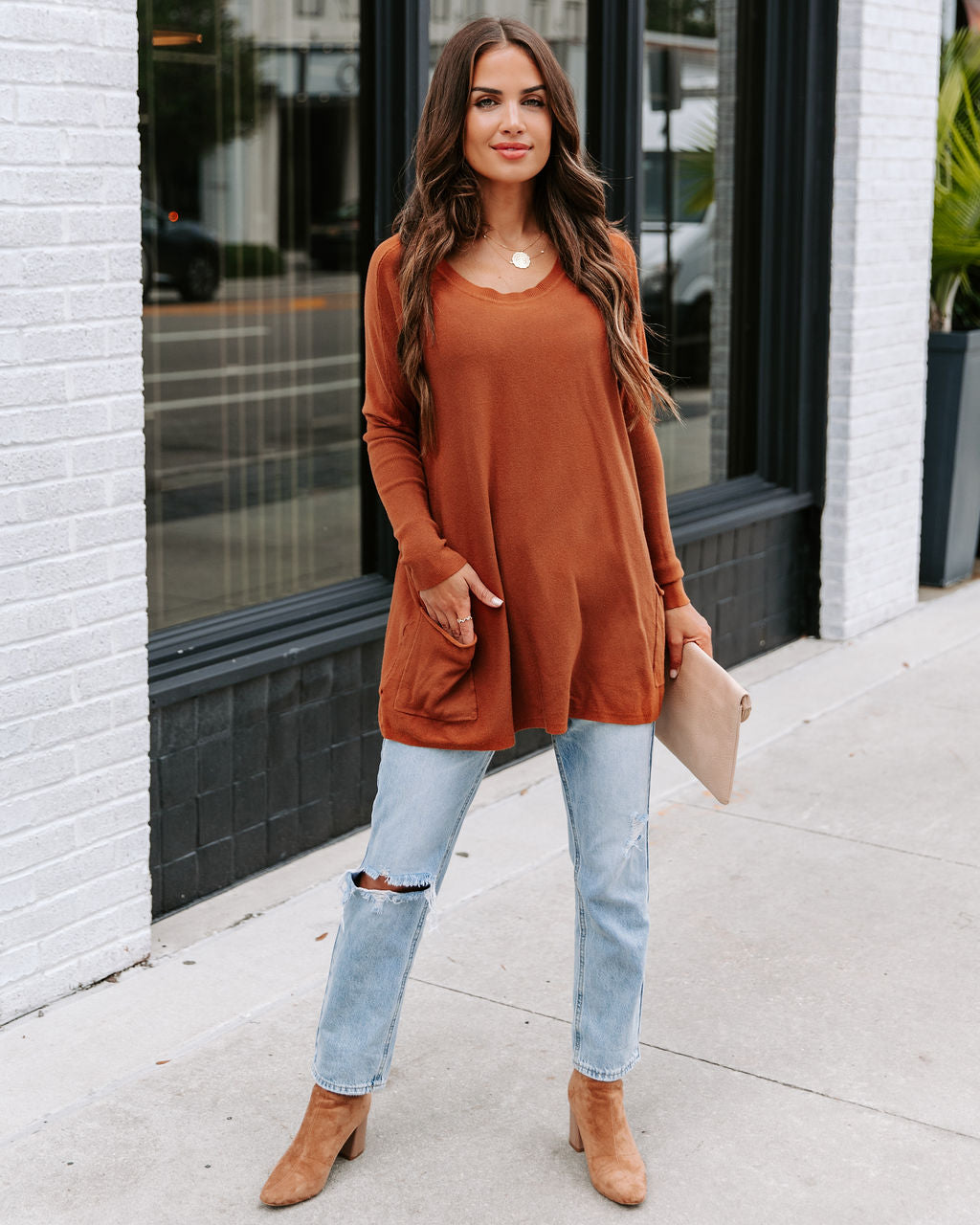Close To You Pocketed Sweater - Brown