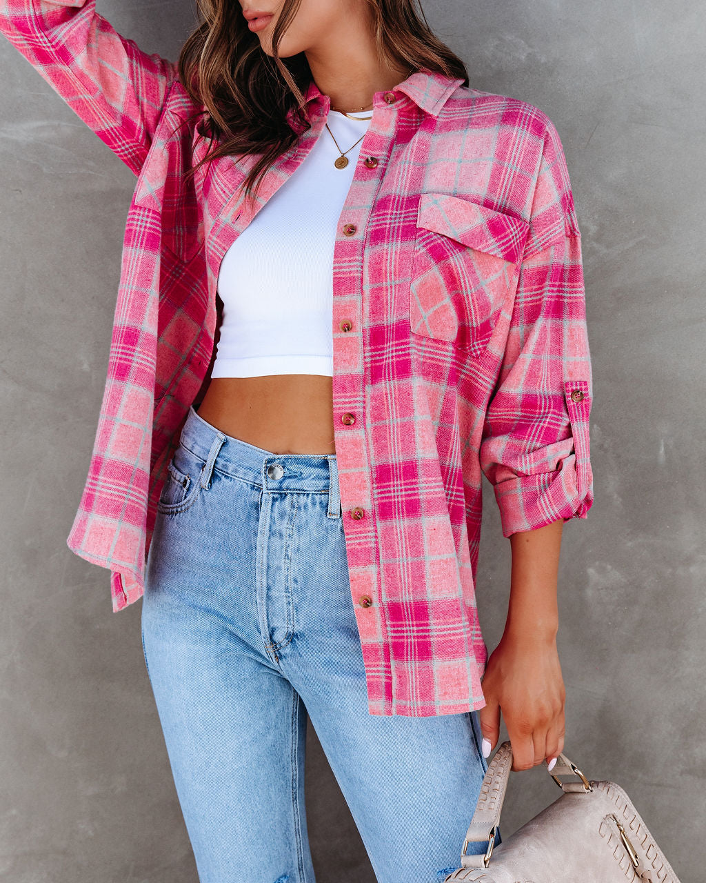 Mildred Plaid Button Down Top