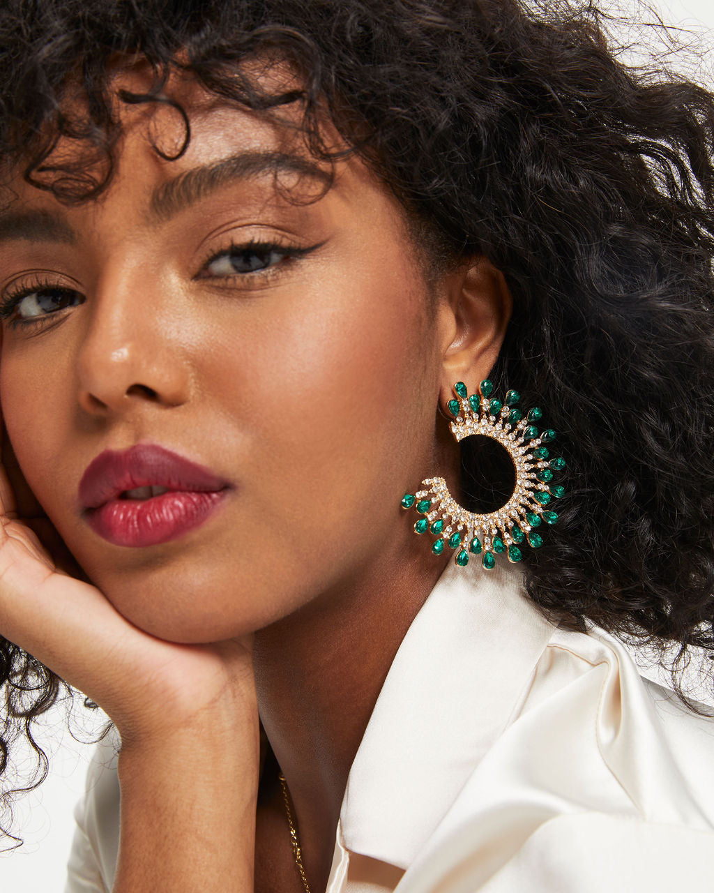 Ever Mine Crystal Burst Earrings - Emerald