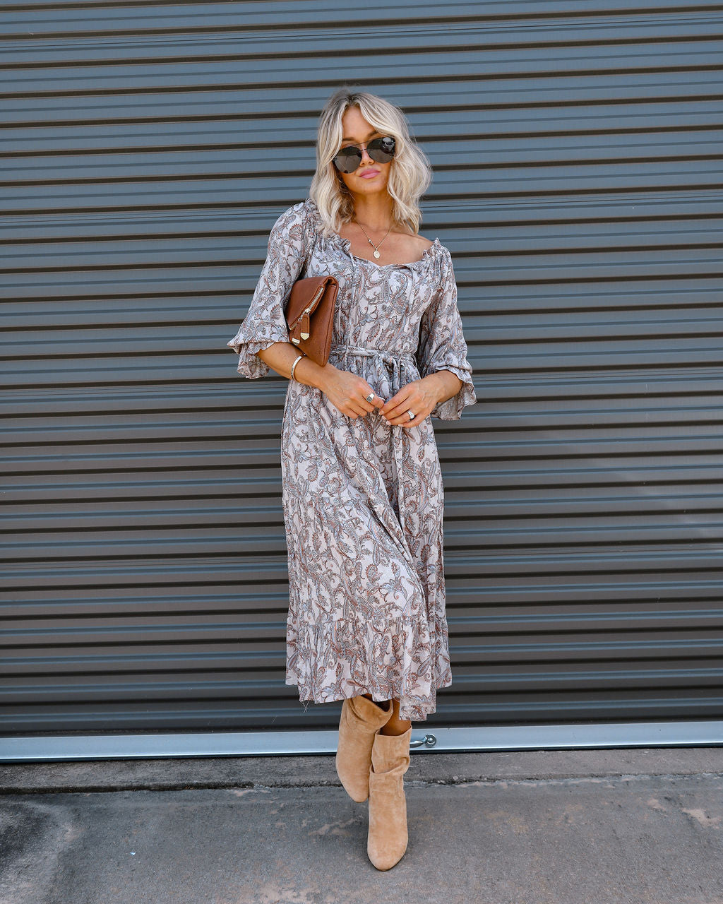 Boheme Beauty Paisley Off The Shoulder Midi Dress - FINAL SALE