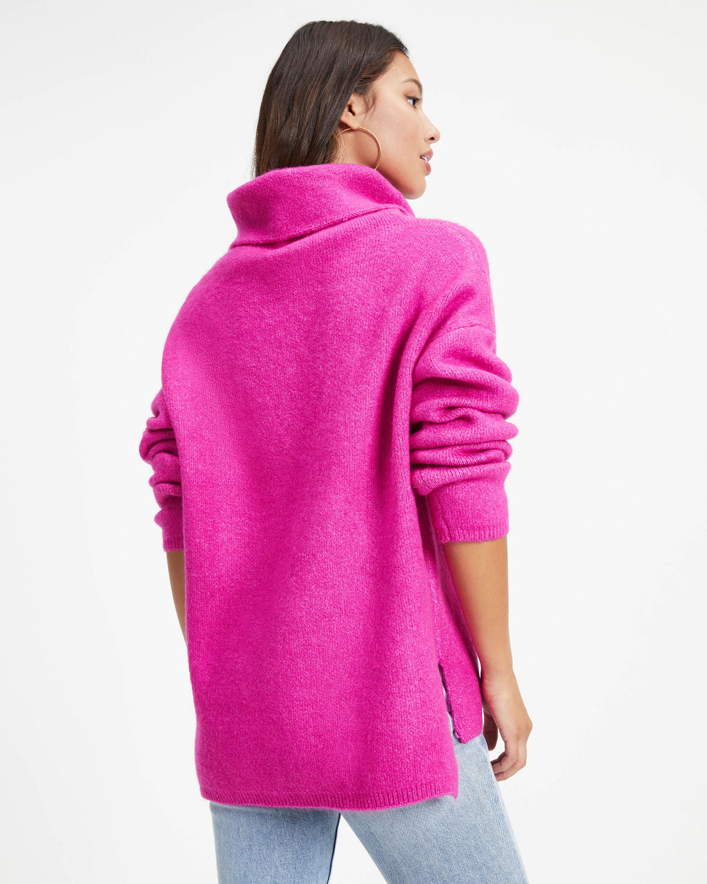 Betsy Cowl Neck Knit Pullover Sweater - Magenta
