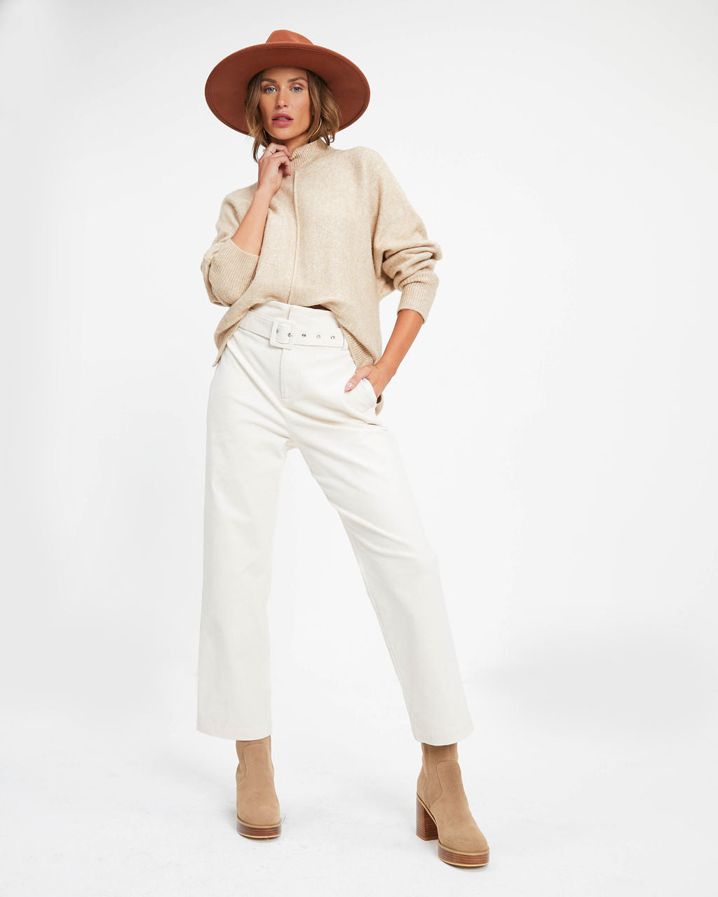 Susana Mock Neck Pullover Sweater - Oatmeal