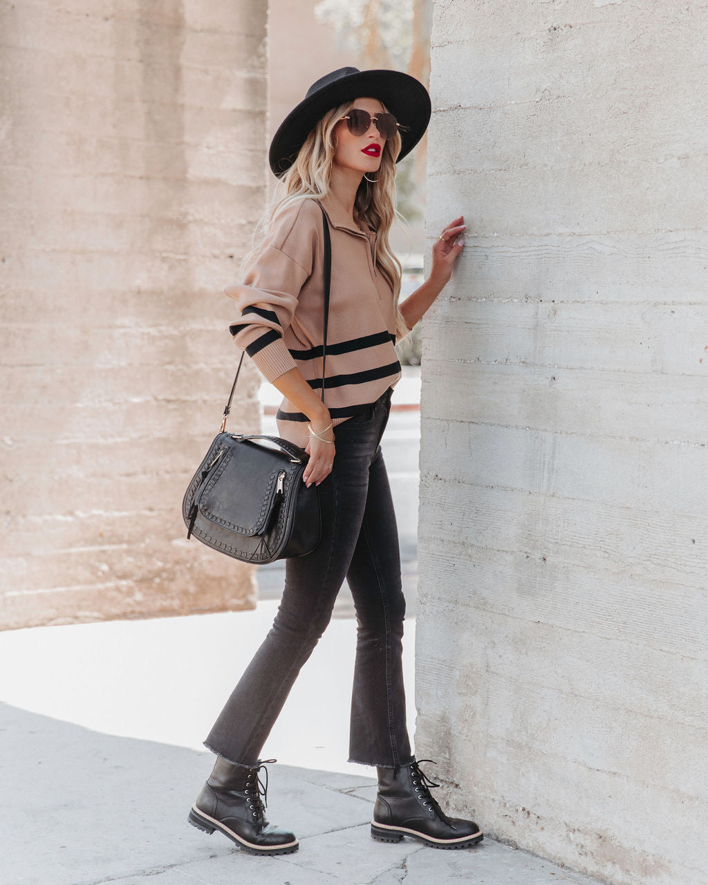 Marney Striped Half Zip Pullover Sweater