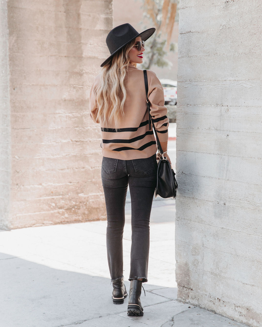 Marney Striped Half Zip Pullover Sweater