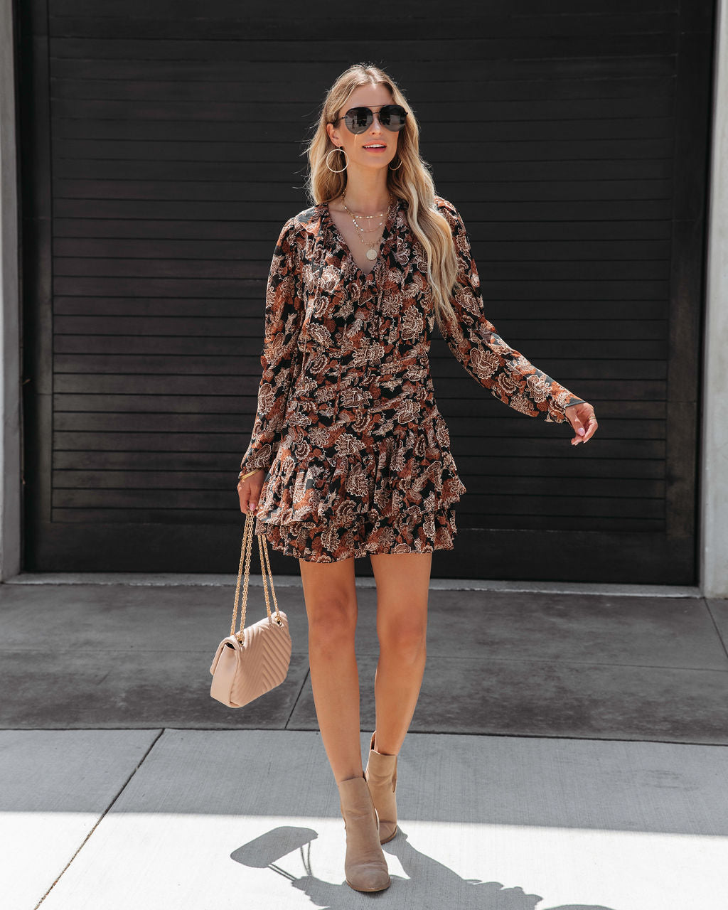 Willis Floral Ruched Ruffle Mini Dress - FINAL SALE