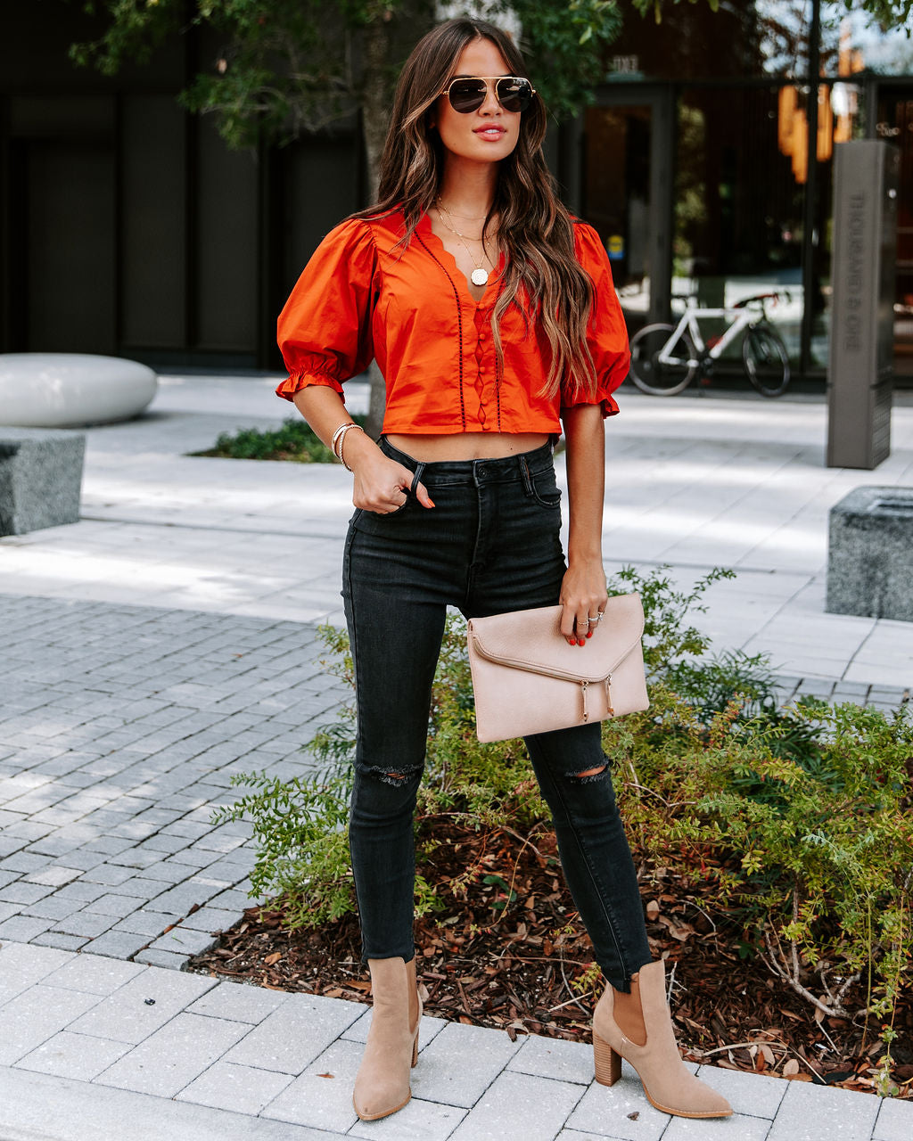 Mable Cotton Puff Sleeve Top - Cinnamon