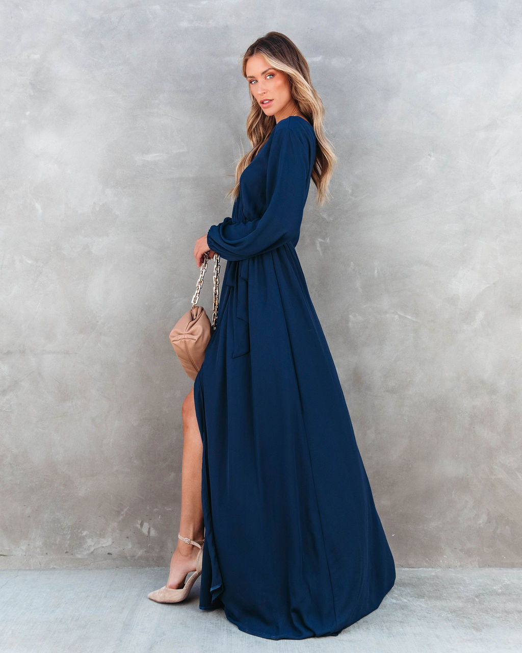 Elegance Is Beauty Front Tie Maxi Dress - Navy