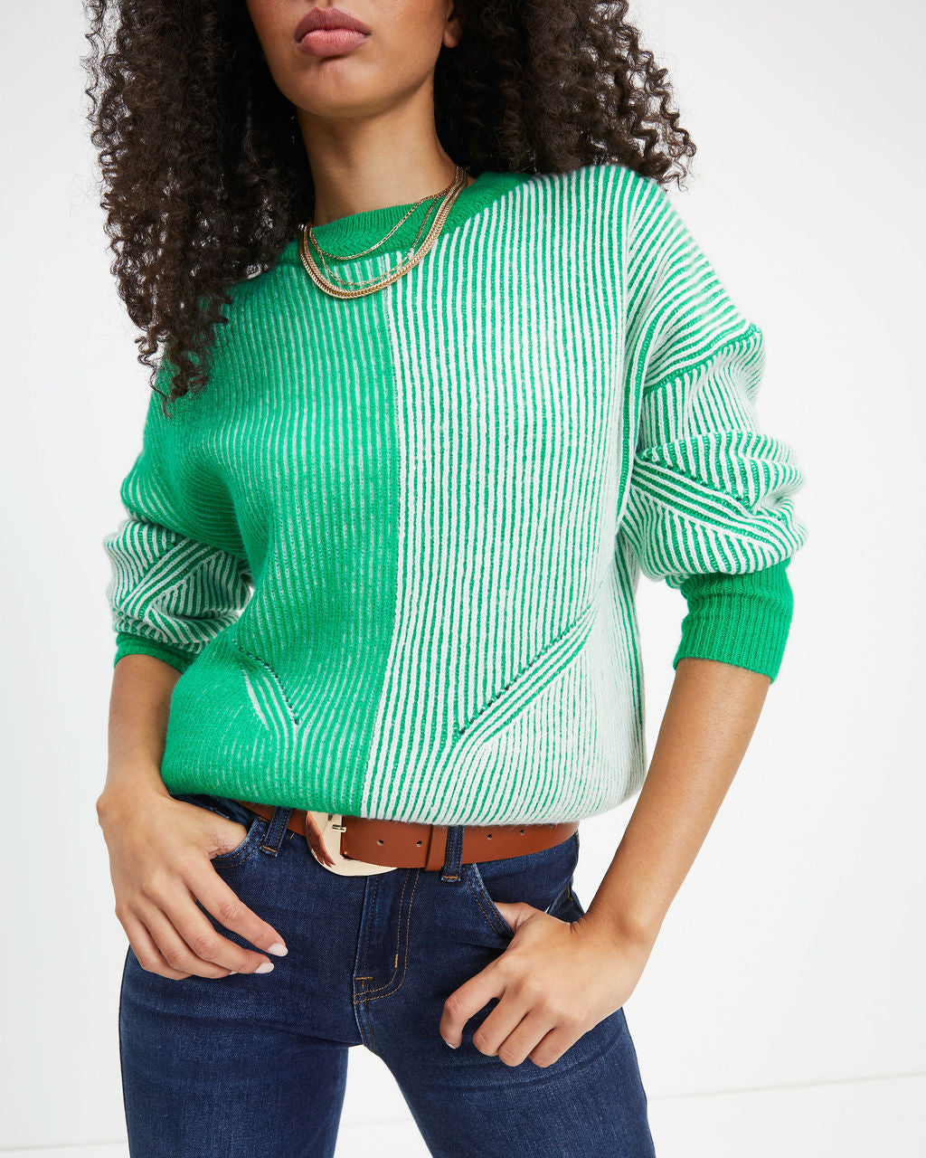 Doing The Impossible Ribbed Knit Pullover Sweater - Green