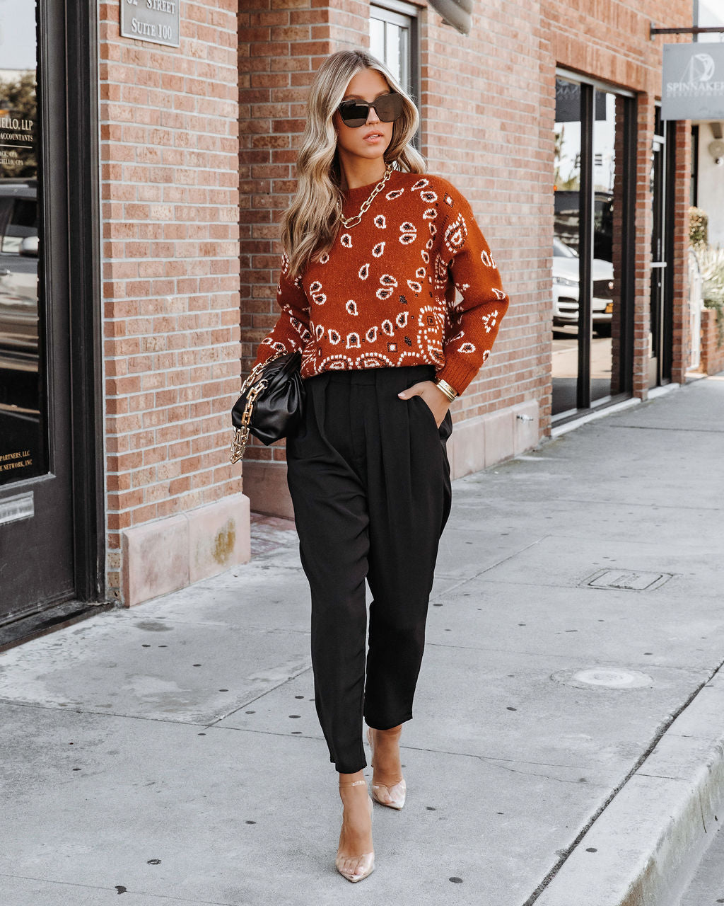 Southern Comfort Bandana Pullover Sweater - Rust