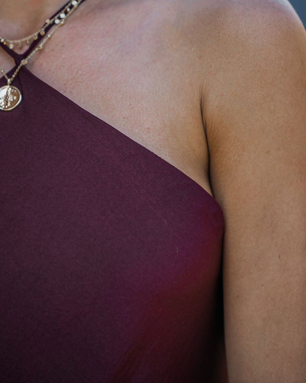 Luisa Satin Halter Midi Dress - Merlot