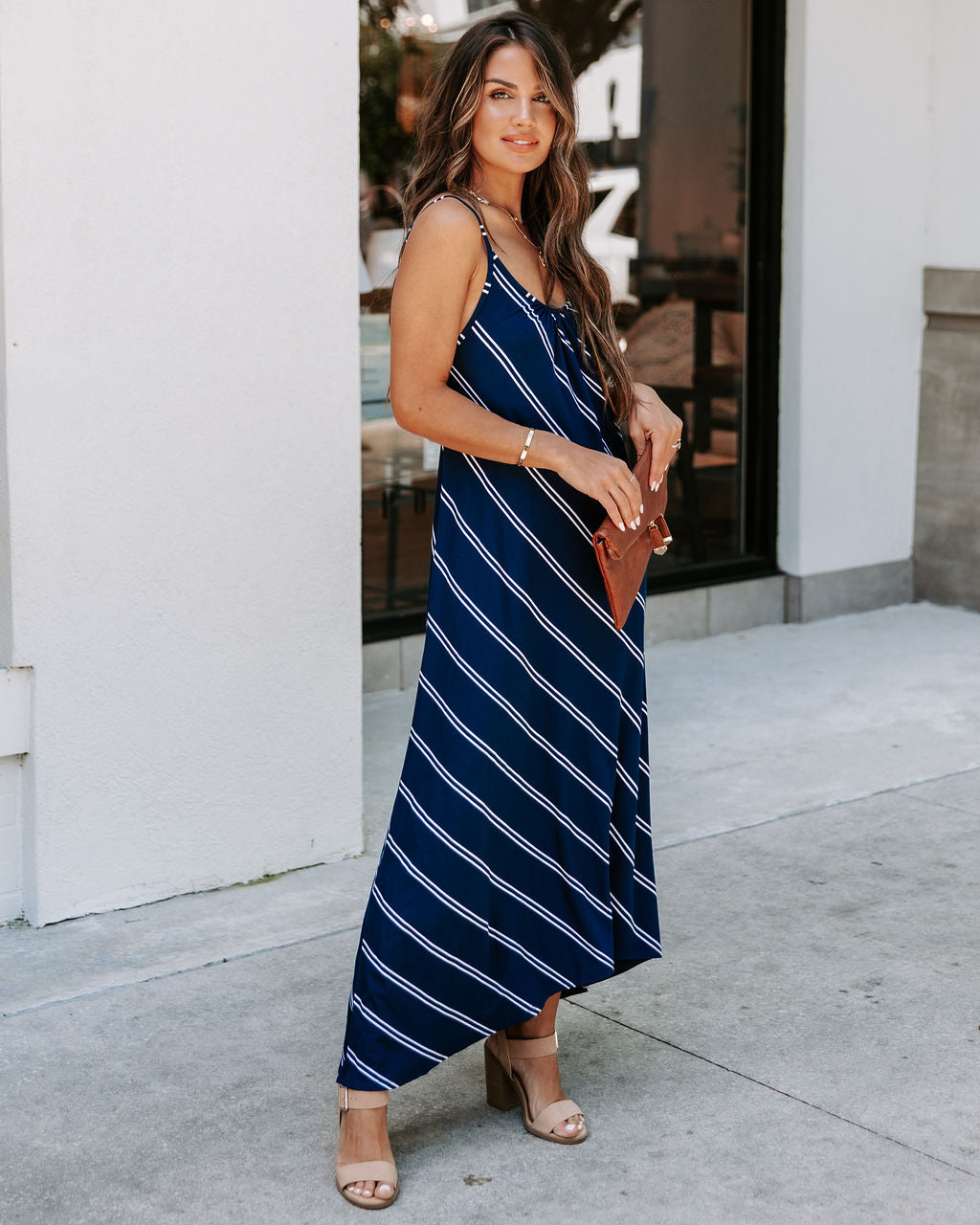Powell Striped Adjustable Maxi Dress - Navy - FINAL SALE