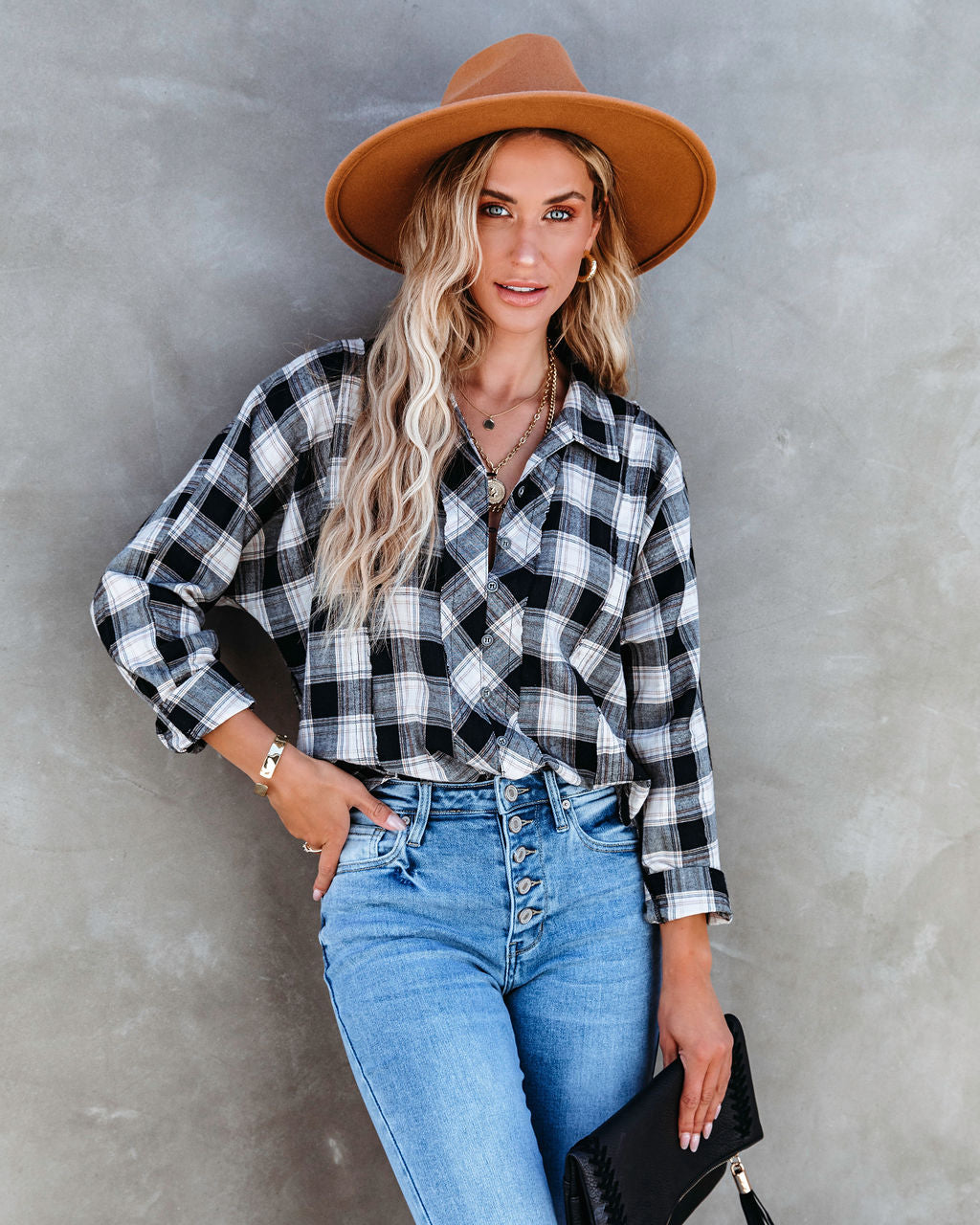 Archer Plaid Cotton Button Down Top - SALE