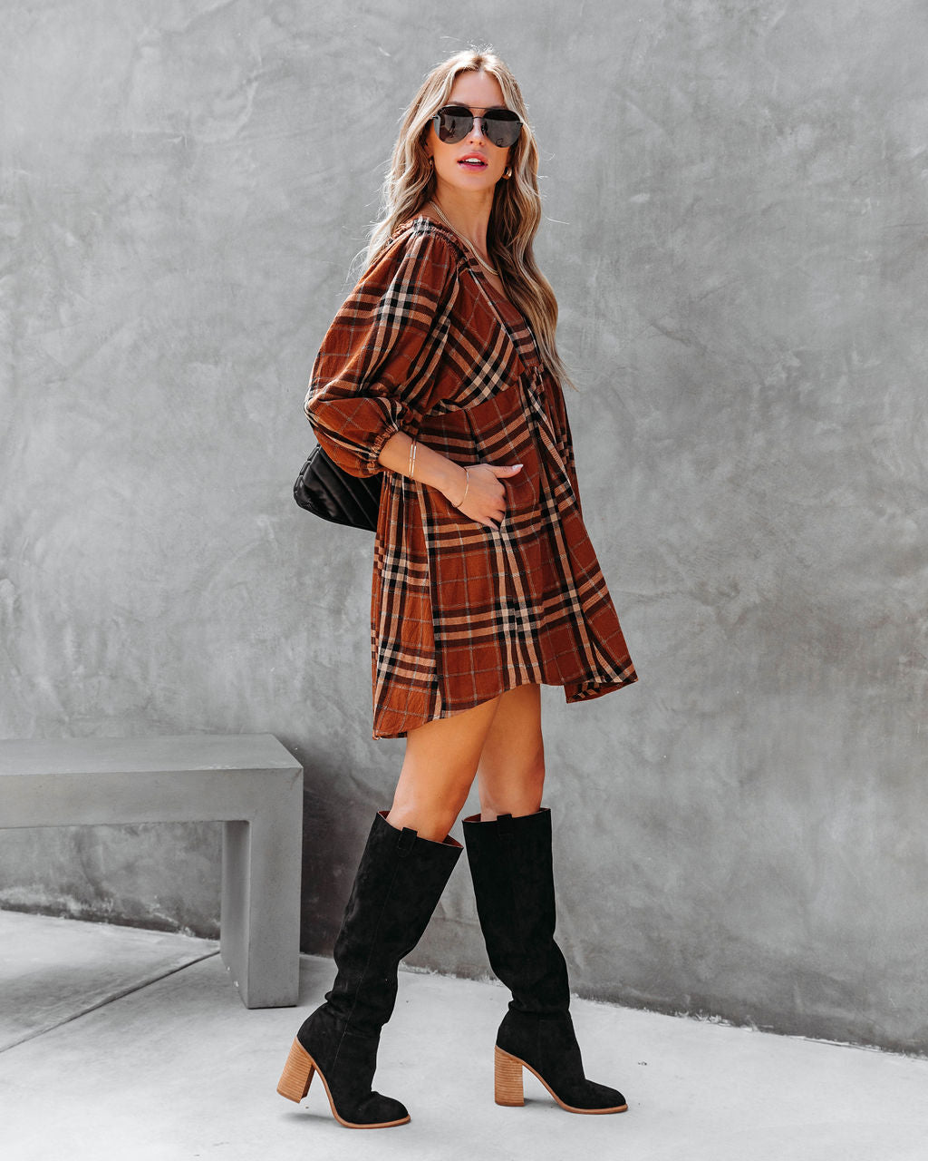 Delightful Autumn Pocketed Babydoll Dress