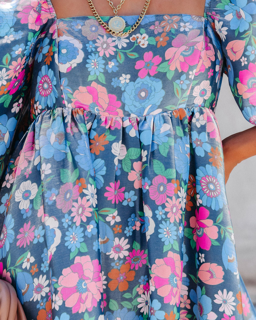 Katy Floral High Sheen Babydoll Dress